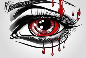 Bleeding tear draining to down from red eye tattoo design model tattoo idea