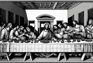 The last supper by davinci but the people are astronauts tattoo idea