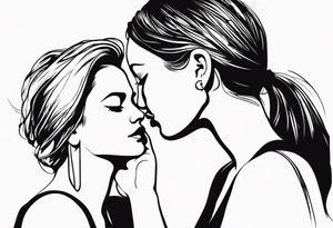 side profile of women holding hand on own throat throat tattoo idea