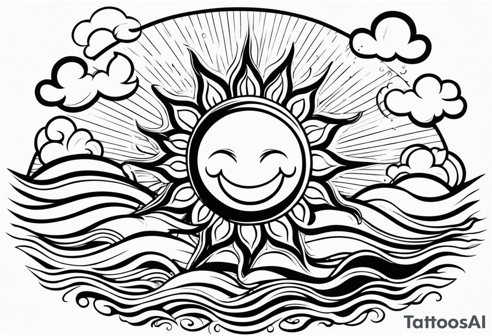 Sun with water at the bottom tattoo idea