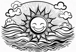 Sun with water at the bottom tattoo idea