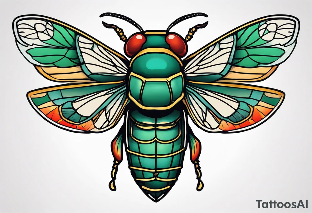 Neo traditional cicada tattoo idea