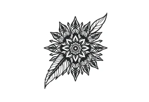 spiritual bold line feather indian mandala shaman tattoo idea