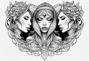 3 lost spirts floating in smoke hear no evil see no evil speak no evil feminine style tattoo idea