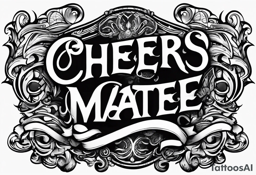 Cheers Mate text, armband +Cancer Ribbon tattoo idea