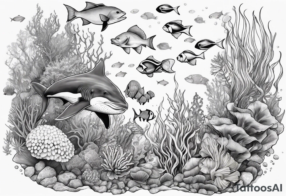 Under ocean sea life tattoo idea