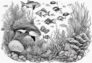 Under ocean sea life tattoo idea