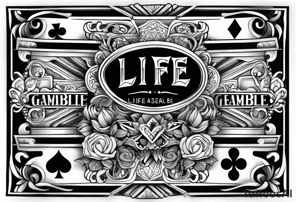 Life is a gamble arm sleeve tattoo idea