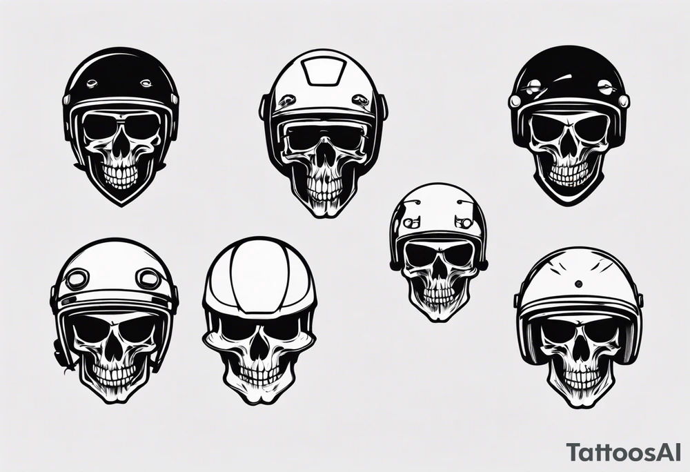 Skull with motorcycle helmet tattoo idea