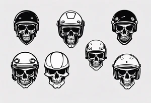 Skull with motorcycle helmet tattoo idea