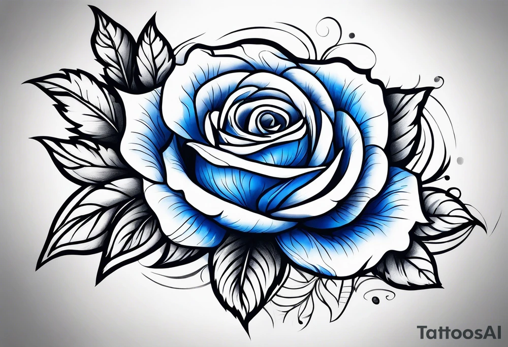 Blue and white rose tattoo idea