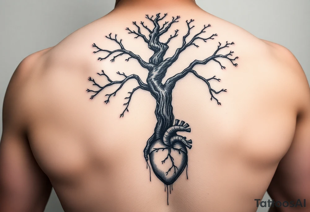 Thicker DNATREE trunk with roots for family tree
Add anatomical heart in bottom tattoo idea