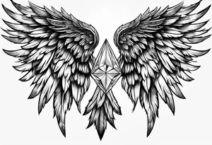 Angel wings with diamond tattoo idea