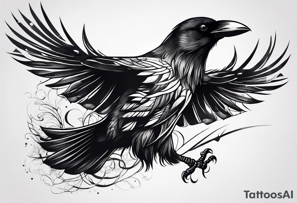 simple crow tattoo line artwork looking for the top down tattoo idea
