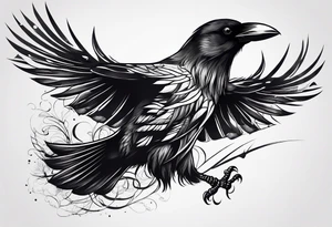 simple crow tattoo line artwork looking for the top down tattoo idea