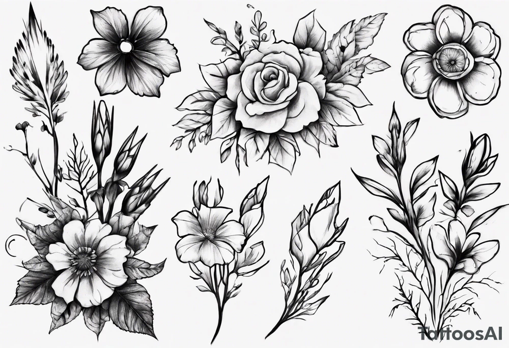 Flowers and Mountians tattoo idea