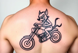 Warner bros Male and female Tasmanian devil cartoons riding a motorcycle tattoo idea