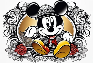 Mickey Mouse but in the form of a gangster tattoo idea