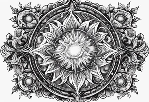 A supernova explosion represented in medieval art style tattoo idea