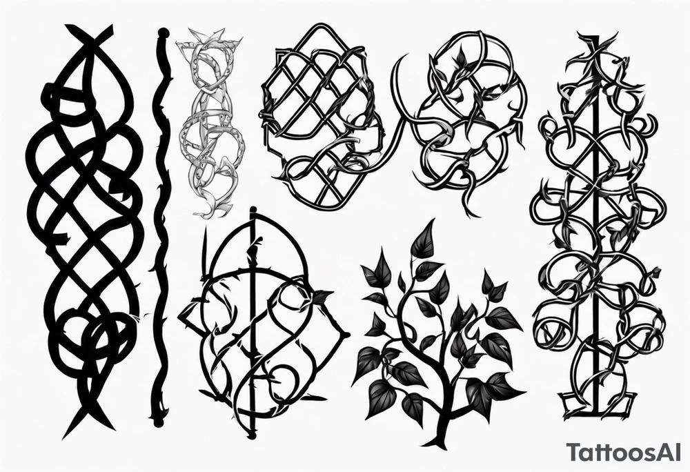 chain link fence with pointy ivy tattoo idea