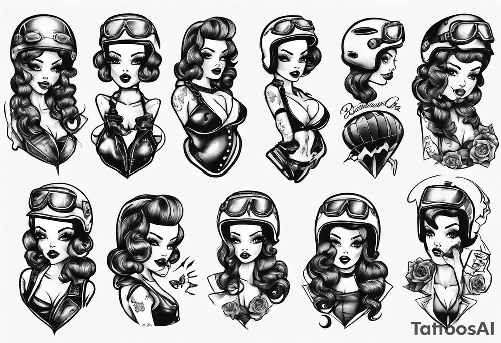 Pinup doll biker girl tattoo idea