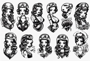 Pinup doll biker girl tattoo idea