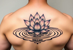 serene lotus flower emerging from sacred waters with ripples tattoo idea