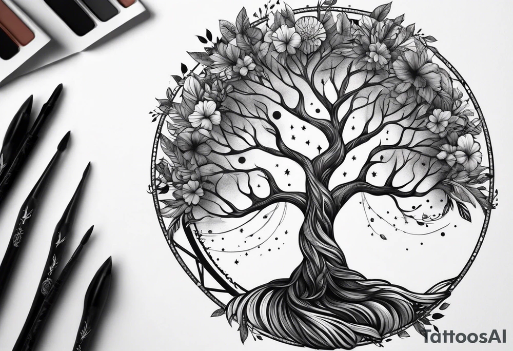 tattoo feather circle of life tree tattoo idea