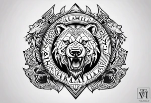 Sword shield dragon Valhalla valknut bear tattoo idea