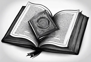 A open book with pages surrounding it tattoo idea