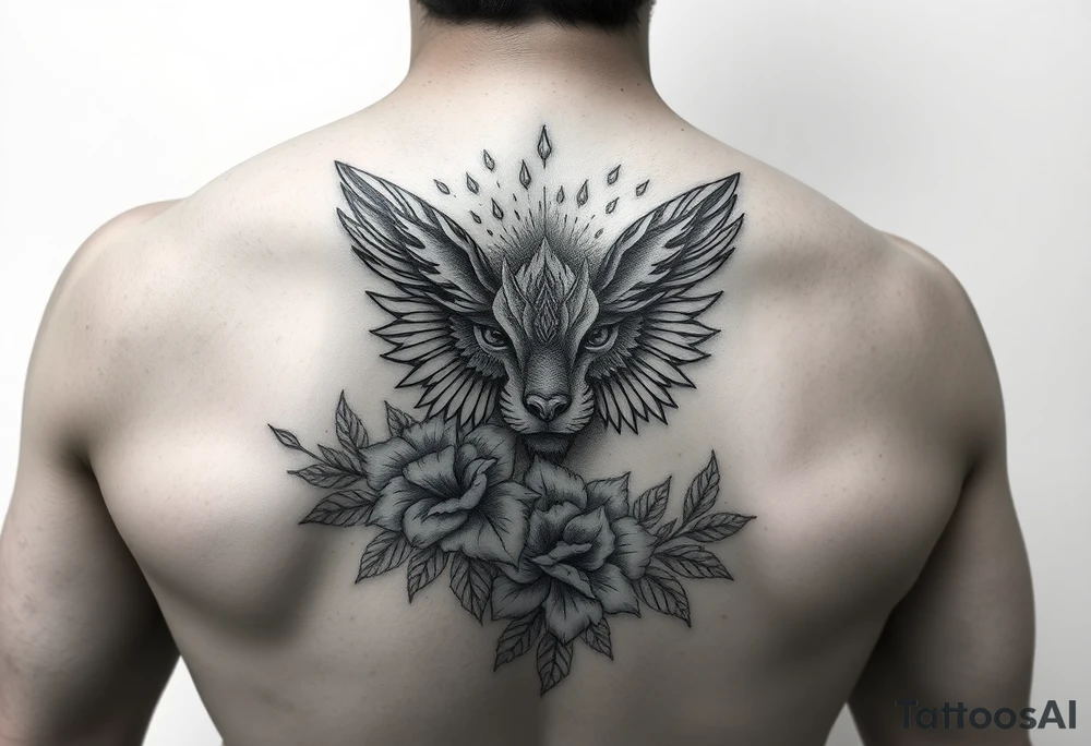 I want you to generate a tattoo to cover another one I had before this idea can be about animals or flowers. tattoo idea