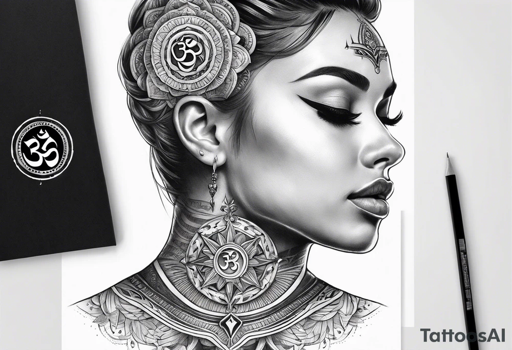 neck sleeve
with rays om symbol tattoo idea