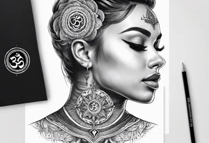 neck sleeve
with rays om symbol tattoo idea