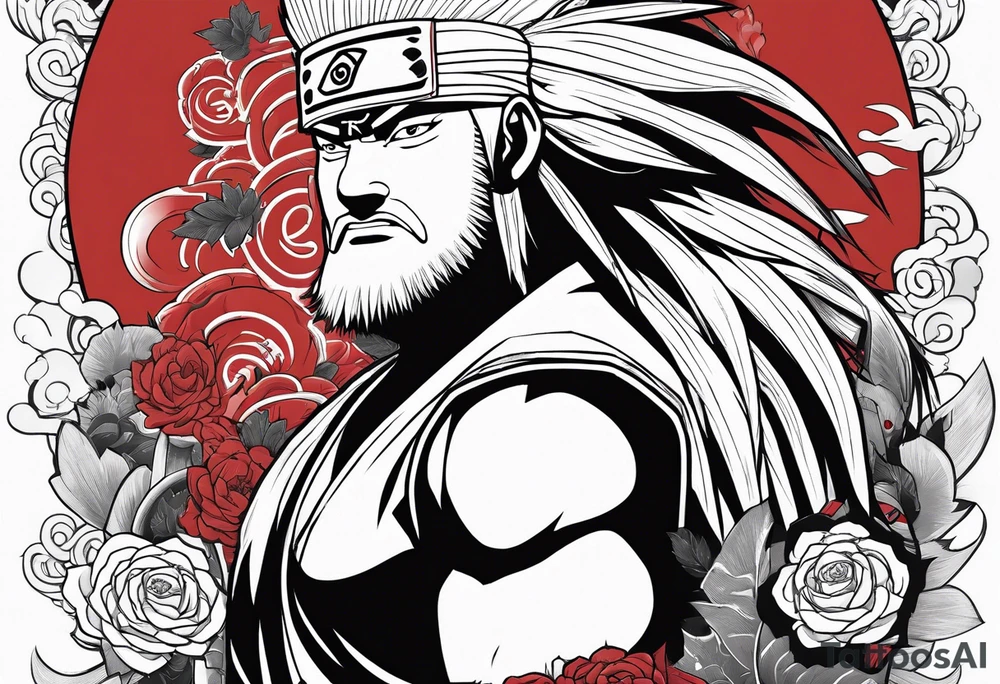 Jiraiya from naruto with red tattoo tattoo idea