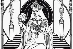 High priestess as a skeleton tarot card tattoo idea