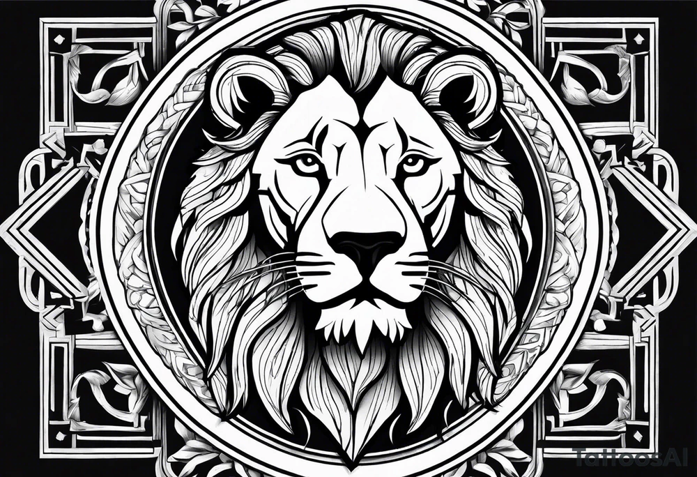 make me a lion tattoo in a rectangle frame tattoo idea