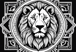 make me a lion tattoo in a rectangle frame tattoo idea