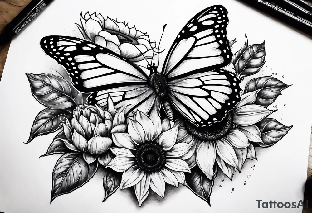 Butterfly, sunflower, camera, book, flower rose tattoo idea Butterfly, sunflower, camera, book, flower rose tattoo idea
