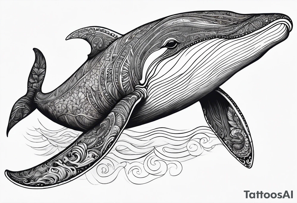 Hawaiian whale school tattoo idea