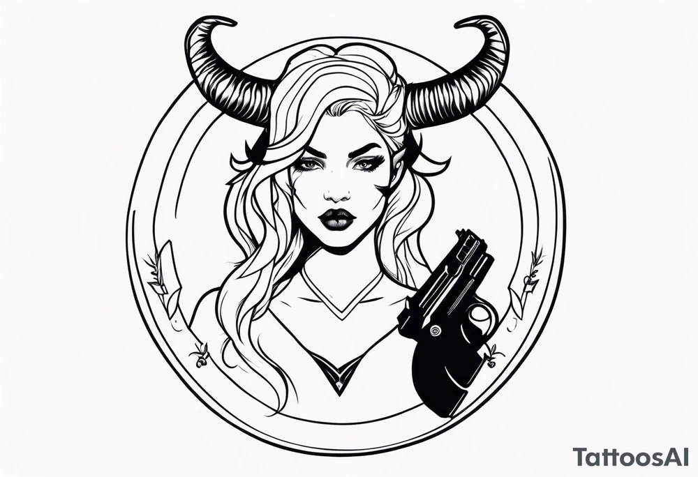 capricorn girl with gun tattoo idea