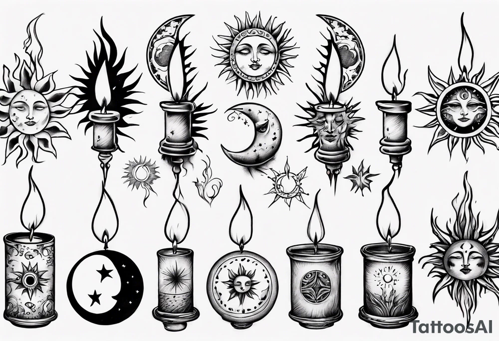 Sun. Moon. Candle. tattoo idea