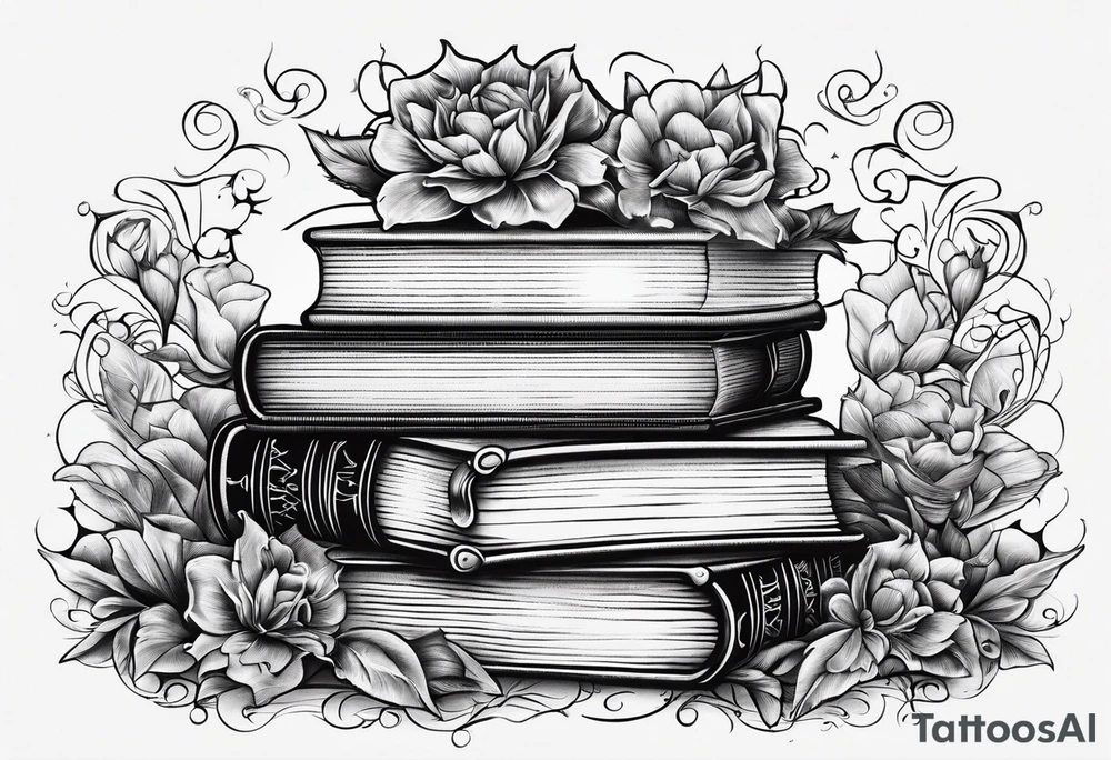 a stack of books with jigsaw puzzle piece lines throughout tattoo idea