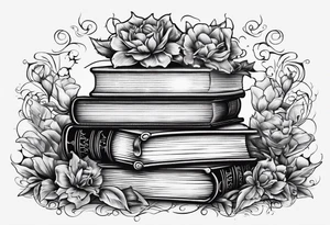 a stack of books with jigsaw puzzle piece lines throughout tattoo idea