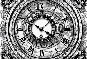 Clock tattoo saying Not All Those Who Wander Are Lost, describing past life events tattoo idea