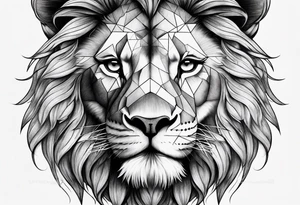 Half lion face and half geometry tattoo idea