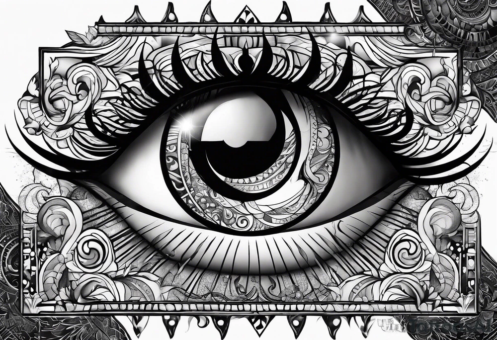 Eye, moon and sun tattoo idea