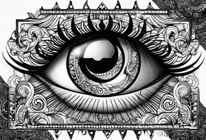 Eye, moon and sun tattoo idea