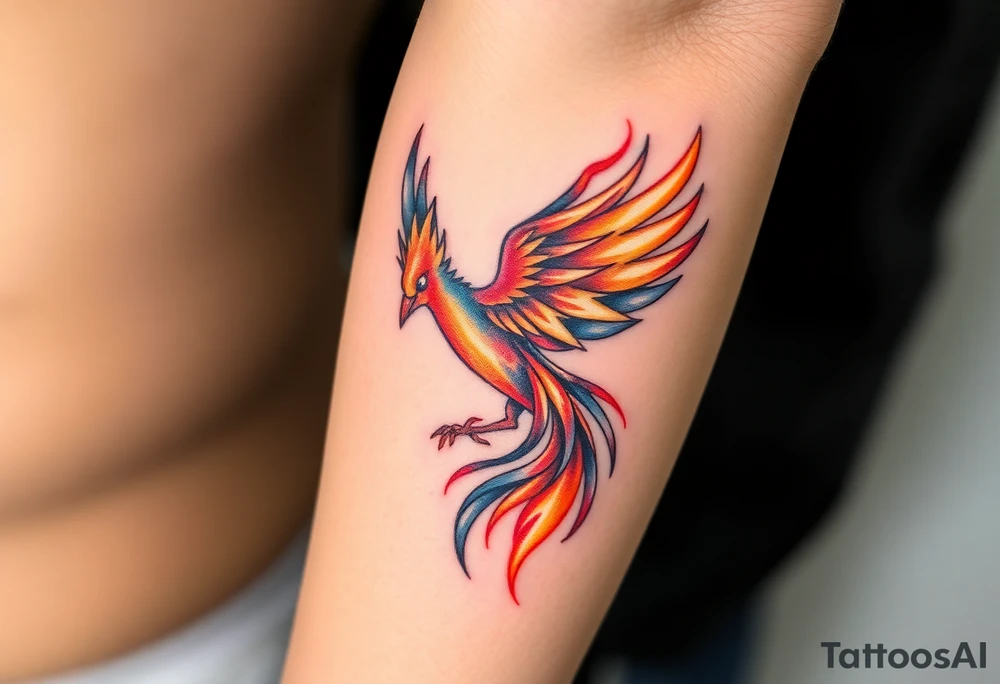 Phoenix with blazing flames tattoo idea