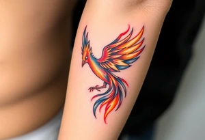 Phoenix with blazing flames tattoo idea