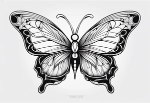 elegant butterfly da vinci minimalistic tattoo idea